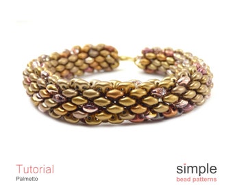 SuperDuo Beading Pattern, Super Duo Bracelet Tutorial,  2 Hole Bead Patterns, Two Hole Bead Tutorial, Jewelry Making Instructions, P-00295