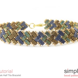 Tila Bead Pattern, Half Tila Beaded Bracelet Patterns, Beading Patterns for Bracelets, Herringbone Bead Stitch, Bead Weaving Pattern P-00347
