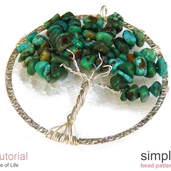 Tree of Life Beading Pattern, Beaded Tree of Life Tutorial, Beaded Tree Pendant Jewelry Making Tutorial, Wire Working Instructions, P-00418