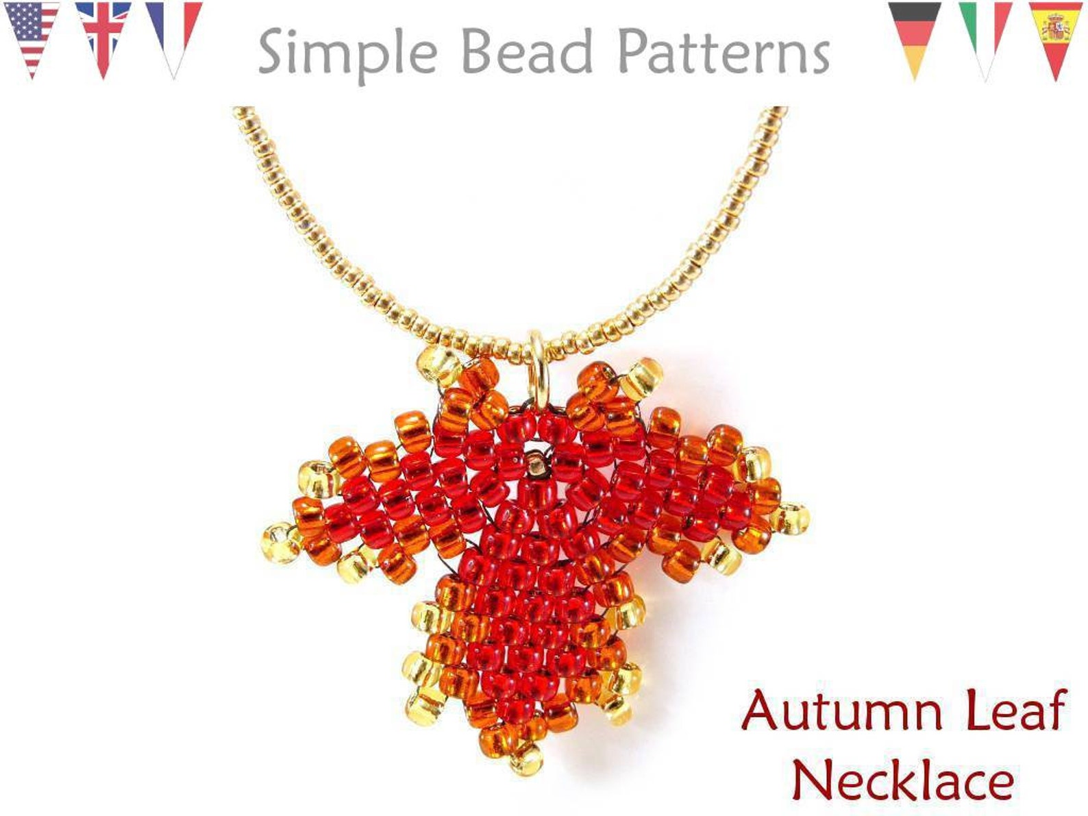 Beading Tutorial Pattern Beaded Leaf Necklace Autumn Fall Etsy