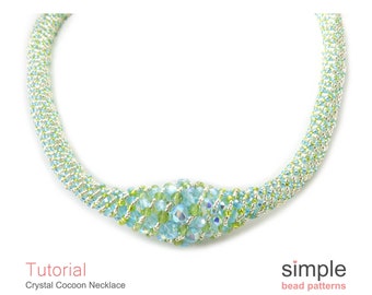 Beading Tutorial Pattern - Beaded Necklace - Russian Spiral Stitch - Simple Bead Patterns - Crystal Cocoon P-00096