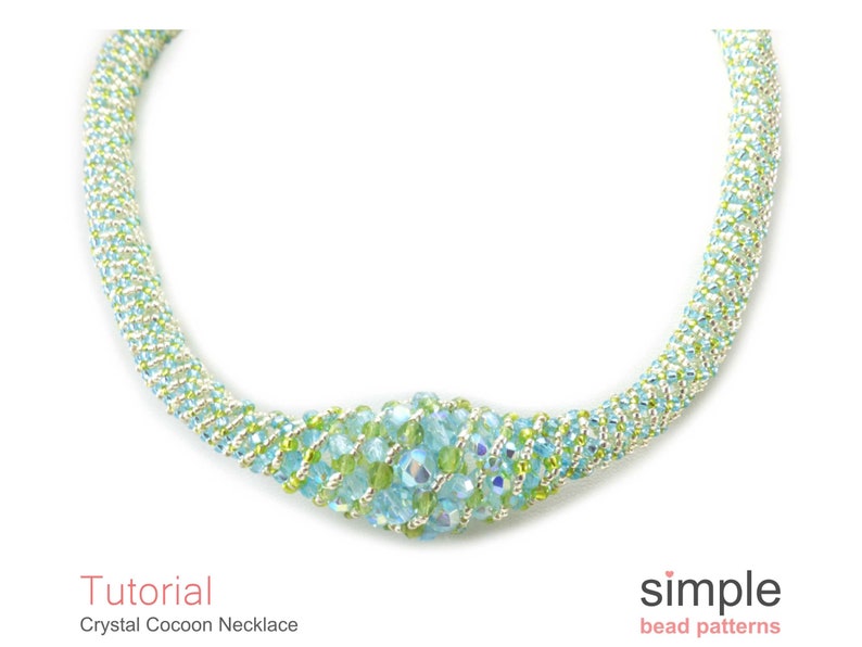 Beading Tutorial Pattern Beaded Necklace Russian Spiral Stitch Simple Bead Patterns Crystal Cocoon P-00096 image 1