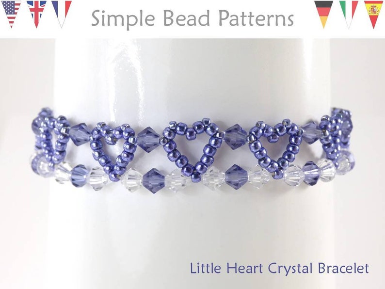 Beaded Hearts Seed Bead Bracelet Beading Pattern and Tutorial Etsy