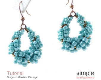 Earrings Beading Pattern, Beaded Earrings Tutorial, Beaded Hoop Earrings, Spiral Stitch Instructions, Seed Bead Earrings Pattern, P-00191