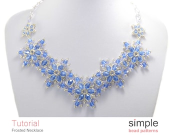 Frozen Snowflake Necklace Beading Pattern, Beaded Snowflake Jewelry Making Tutorial, Frozen Necklace Christmas Beading Instructions, P-00174