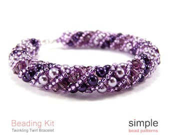 Bracelet Making Kit for Adults (in Purple and Silver): "Twinkling Twirl" Design