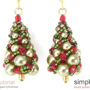 Beaded Christmas Tree Earrings Pattern, Beaded Dangle Earrings, Russian Spiral Earrings Pattern, Christmas Tree Beading, Beadweaving P-00145