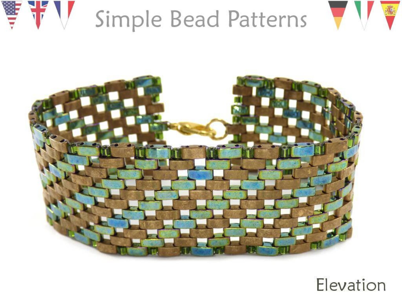 Half Tila Beaded Bracelet Pattern Tutorial Two Hole Bead Etsy