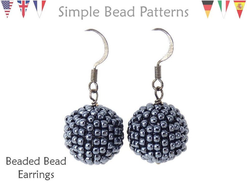 Beaded Ball Earrings Tutorial Beaded Beads Pattern Seed Bead Etsy