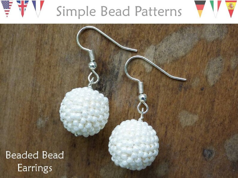 Beaded Ball Earrings Tutorial Beaded Beads Pattern Seed Bead Etsy