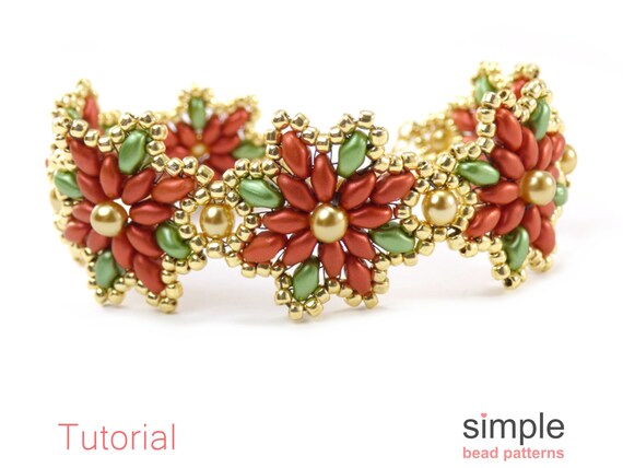 Beaded Poinsettia Bracelet Pattern Christmas Bracelet Beading