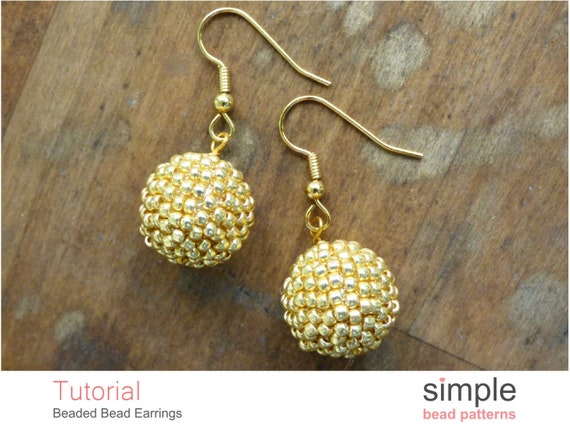 Beaded Ball Earrings Tutorial Beaded Beads Pattern Seed Bead