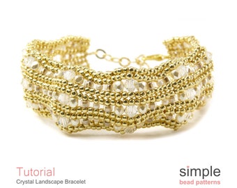 Herringbone Stitch Beading Tutorial PDF: "Crystal Landscape Bracelet" Design