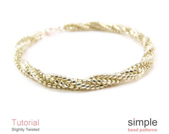 Bracelet Bead Pattern, Beaded Necklace Tutorial, Twisted Herringbone Stitch Beading Pattern, DIY Jewelry Making Tutorial Beading, P-00348