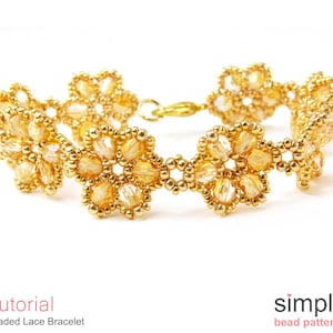Patrón de pulsera de flores para principiantes, tutorial de patrón de pulsera de flores con cuentas, patrón de cuentas simple, fabricación de joyas con tejido de cuentas P-00028