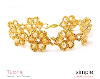 Beaded Flower Bracelet Making Tutorial PDF: "Beaded Lace Bracelet" Design