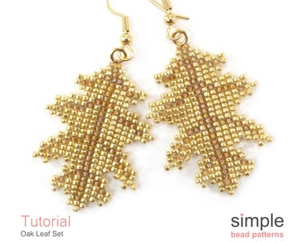 Fall Leaf Square Stitch Beading Pattern PDF: "Oak Leaf Set" Design