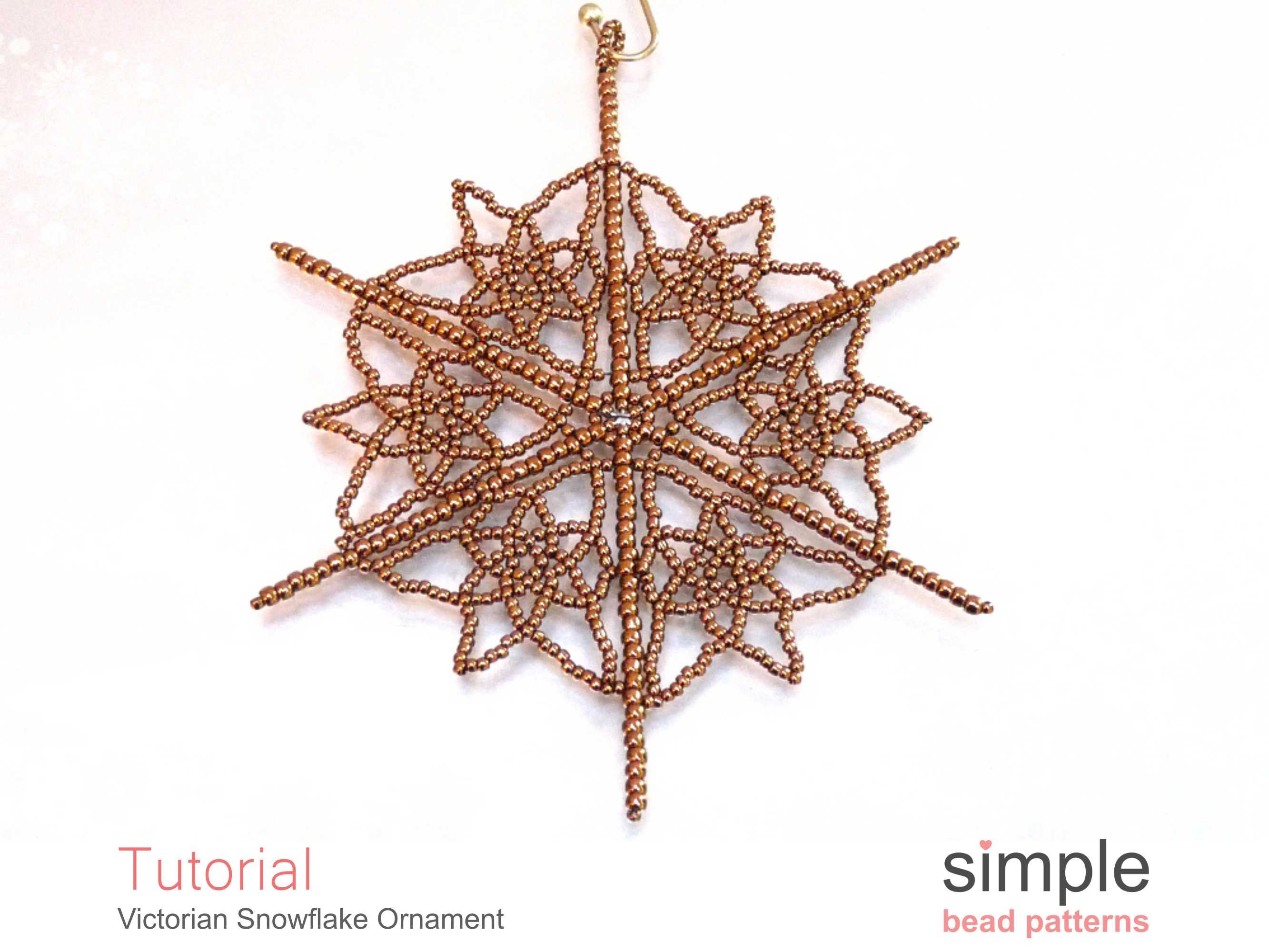 Beaded Snowflake Ornament Pattern, Make Christmas Ornaments With Beads,  Beaded Christmas Ornaments, Beaded Gifts, Christmas Beading, P-00118 