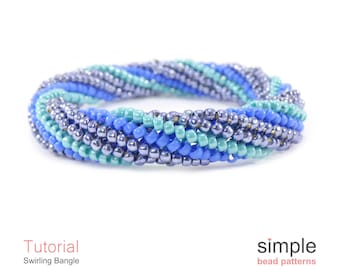 Tutorial de pulsera de cuentas en PDF: Diseño "Brazalete giratorio"