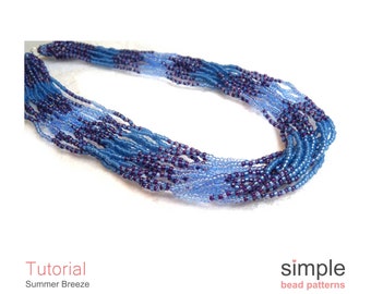 Beaded Necklace Tutorial Multi Strand Necklace Beading Pattern Netting Stitch Jewelry Making Pattern for Adults Multistrand Necklace P-00370