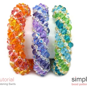 Beading Pattern, Bracelet Tutorial, Crystal Necklace Pattern, Beaded Crystal Bracelet Tutorial, Tubular Necklace, Bead Instructions, P-00188