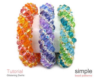 Tubular Crystal Necklace / Bracelet Beading Tutorial PDF: "Glistening Swirls" Design