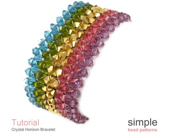 Bracelet Beading Pattern, Beaded Crystal Bracelet Jewelry Making, Right Angle Weave, RAW Tutorial, Swarovski Preciosa Bracelet, P-00104