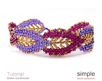 Russian Leaf Bracelet Pattern Tutorial, Jewelry Making Beading Pattern, Beaded Leaves Bracelet Peyote Beading Pattern, Beadweaving, P-00180