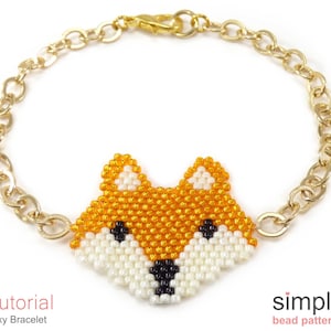 Beaded Fox Bracelet Beading Tutorial, Fox Bead Pattern, Fox Animal Jewelry Making Fall Bracelet, Beaded Gift, Brick Stitch Pattern, P-00171
