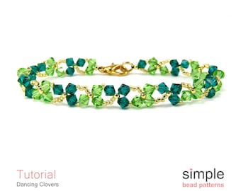 Beaded Shamrock Bracelet Pattern PDF: "Dancing Clovers" Design
