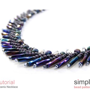 Beaded Necklace Tutorial, Necklace Beading Pattern, St. Petersburg Stitch Jewelry Making Instructions, Bugle Bead Necklace Pattern, P-00312 画像 7