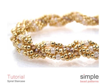 Easy Beading Pattern, Beginner Jewelry Making Tutorial, Spiral Stitch Beading Pattern, Necklace Bead Pattern, Bracelet Instructions, P-00358