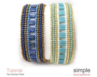 Tila Beads Bracelet, Miyuki Tila Bracelet Tutorial, Tila Bead Pattern, Tila Bracelet Patterns, Beaded Bracelet Patterns, Beadweaving P-00413