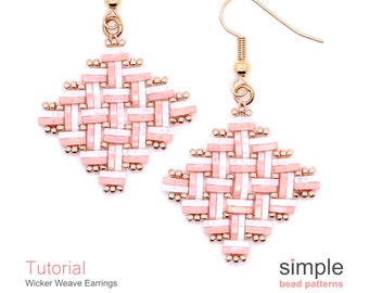 Quarter Tila Beaded Earrings Pattern PDF: "Wicker Weave Earrings" Design