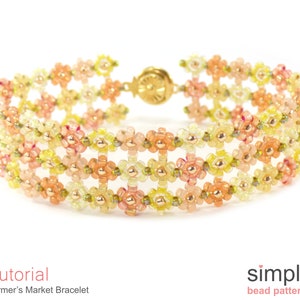 Daisy Chain Tutorial, Wide Beaded Bracelet Beading Pattern, Jewelry Making, Simple Bead Patterns, Flower Bracelet Beading Tutorial, P-00156 image 1