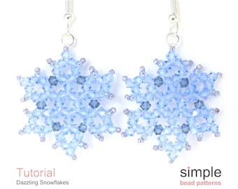 Patrón PDF de aretes de copos de nieve con cuentas: Diseño "Copos de nieve deslumbrantes"