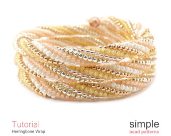 Bracelet Beading Pattern, Wrap Bracelet Tutorial, DIY Jewelry Making Beading Pattern, Tubular Bracelet, Twisted Herringbone Stitch, P-00213