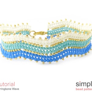Beaded Bracelet Pattern, Bracelet Beading Tutorial Herringbone Stitch Instructions Seed Bead Bracelet Jewelry Making Beading Pattern P-00212