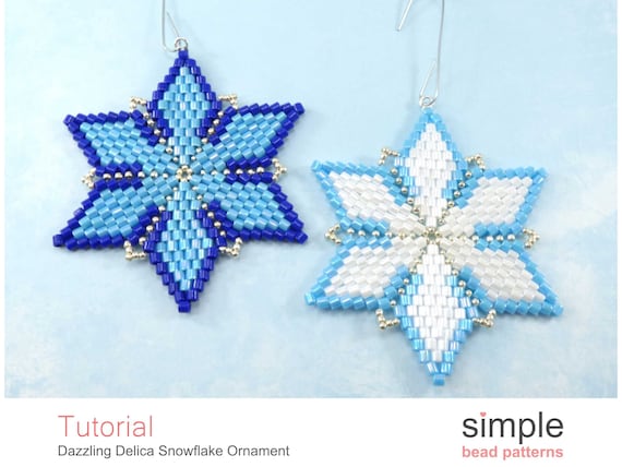 Beaded Snowflake Ornament Pattern, Make Christmas Ornaments With Beads,  Beaded Christmas Ornaments, Beaded Gifts, Christmas Beading, P-00118 