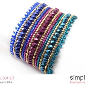 Bracelet Pattern, Beaded Bracelet Jewelry Making Tutorial, Herringbone Stitch Bead Pattern, Wide Bracelet, Bracelet Making Pattern, P-00128