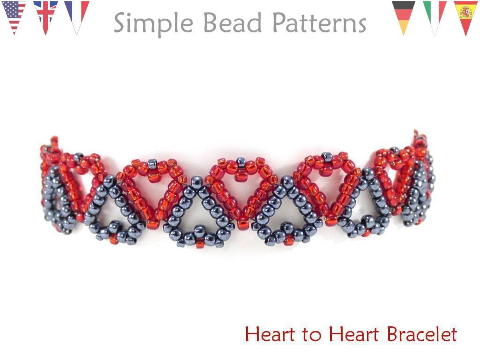 Beading Tutorial Pattern Beaded Heart Bracelet Valentines Etsy