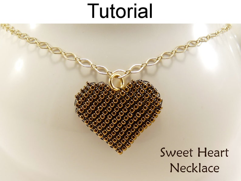 Beaded Heart Beading Pattern Heart Pendant Necklace Tutorial Etsy