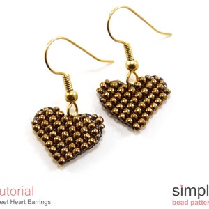 Beaded Heart Earrings Pattern, Beading Hearts Beadweaving Tutorial, Simple Bead Patterns, Earrings Beading, Seed Bead Heart Earrings P-00397 image 9