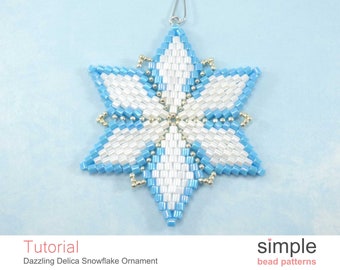 Beaded Snowflake Ornament Pattern, Make Christmas Ornaments with Beads, Beaded Christmas Ornaments, Beaded Gifts, Christmas Beading, P-00118