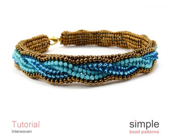 Herringbone Bead Stitch Bracelet Tutorial, Bead Weaving Pattern, Beaded Bracelet Patterns, Seed Bead Braided Bracelet Beading Ideas, P-00226