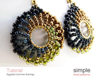 Beaded Earrings Pattern, Earrings Jewelry Making Tutorial, Seed Bead Tutorial, Round Hoop Earrings Beading Pattern Earrings Tutorial P-00142