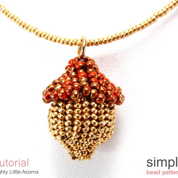 Acorn Earrings Necklace Beading Pattern, Whimsical Nature Earrings, Beaded Acorns Earrings Necklace, Seed Bead Fall Jewelry Tutorial P-00249