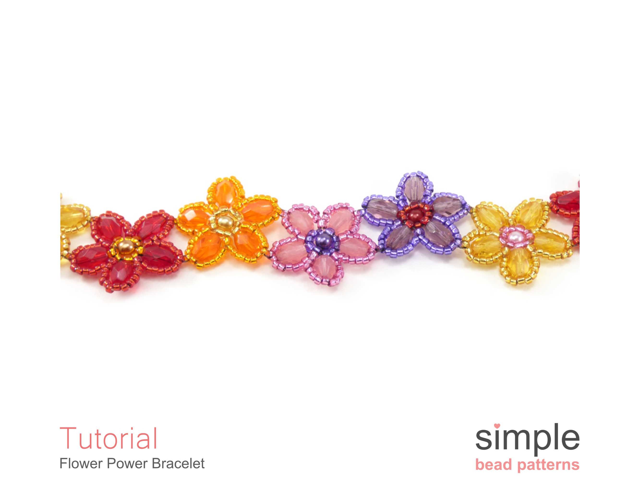 Beading Tutorial Pattern Bracelet - Beadweaving - Beaded Flowers Jewelry -  Simple Bead Patterns - Be on Luulla