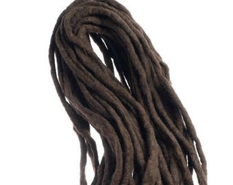 Wool Dreadlocks Dark brown natural custom wool dreads-  Double Ended larp cosplay hair extensions Kit wig