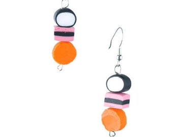 Liquorice Allsorts stack earrings- fimo food kitsch retro rockabilly kawaii jewellery